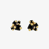 Princess Black Sapphire Cluster Studs