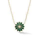 MINI SACRED FLOWER INLAY NECKLACE IN MALACHITE