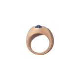 Self Involved Signet Ring, Smooth with Blue Greenland Ruby