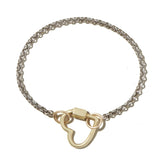 Rolo Chain in Silver Bracelet with Yellow Gold Loops